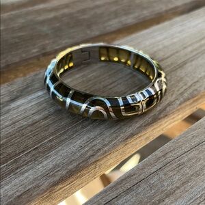 Stylish Silver colored and Olive Green Bangle Bracelet